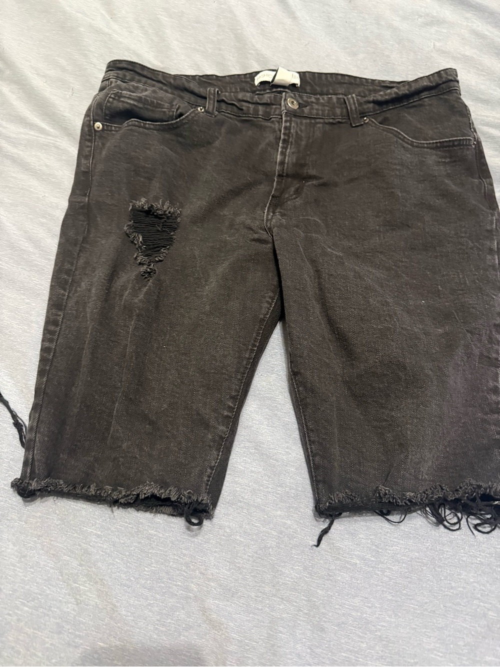 Fashion Nova Black Distressed Denim Jean Shorts